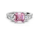 White gold Three-Stone Fancy Pink Asscher Cut Cut Diamond Pavé Band with Prong Setting_51