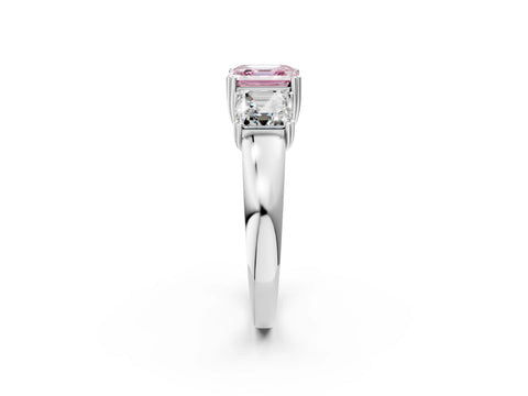 White gold Three-Stone Fancy Pink Asscher Cut Cut Diamond Ring with Channel Set Band and Four-Prong Setting_2