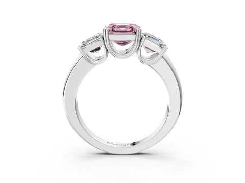 White gold Three-Stone Fancy Pink Asscher Cut Cut Diamond Ring with Channel Set Band and Four-Prong Setting_3