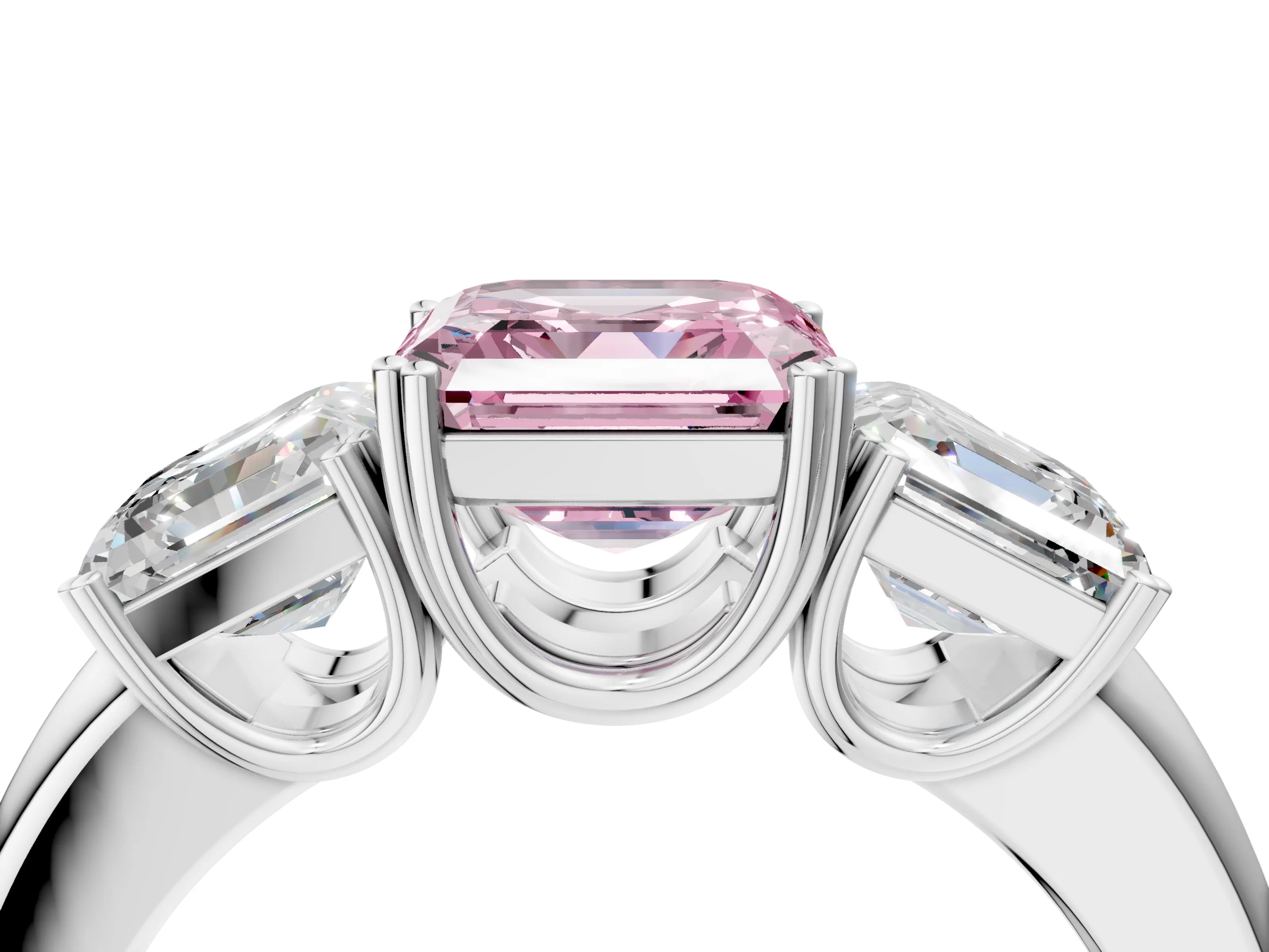 White gold Three-Stone Fancy Pink Asscher Cut Cut Diamond Ring with Channel Set Band and Four-Prong Setting_4