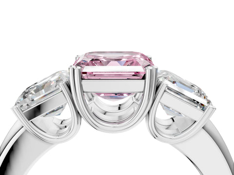White gold Three-Stone Fancy Pink Asscher Cut Cut Diamond Ring with Channel Set Band and Four-Prong Setting_4