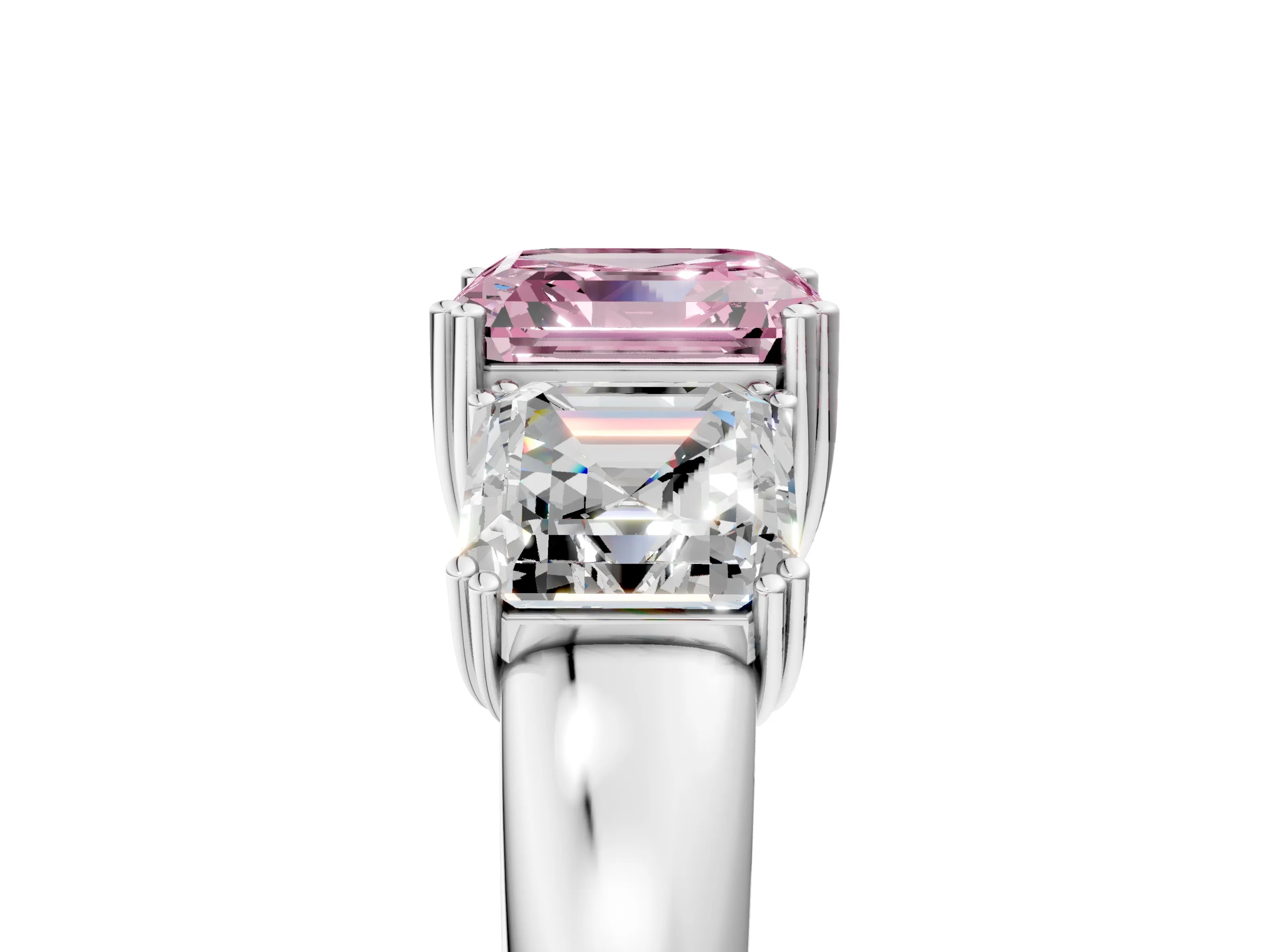 White gold Three-Stone Fancy Pink Asscher Cut Cut Diamond Ring with Channel Set Band and Four-Prong Setting_5