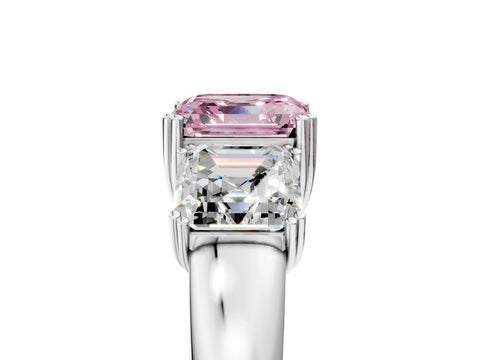 White gold Three-Stone Fancy Pink Asscher Cut Cut Diamond Ring with Channel Set Band and Four-Prong Setting_5