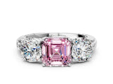 White gold Three-Stone Fancy Pink Asscher Cut Cut Diamond Ring with Channel-Set Band and Prong Setting_12