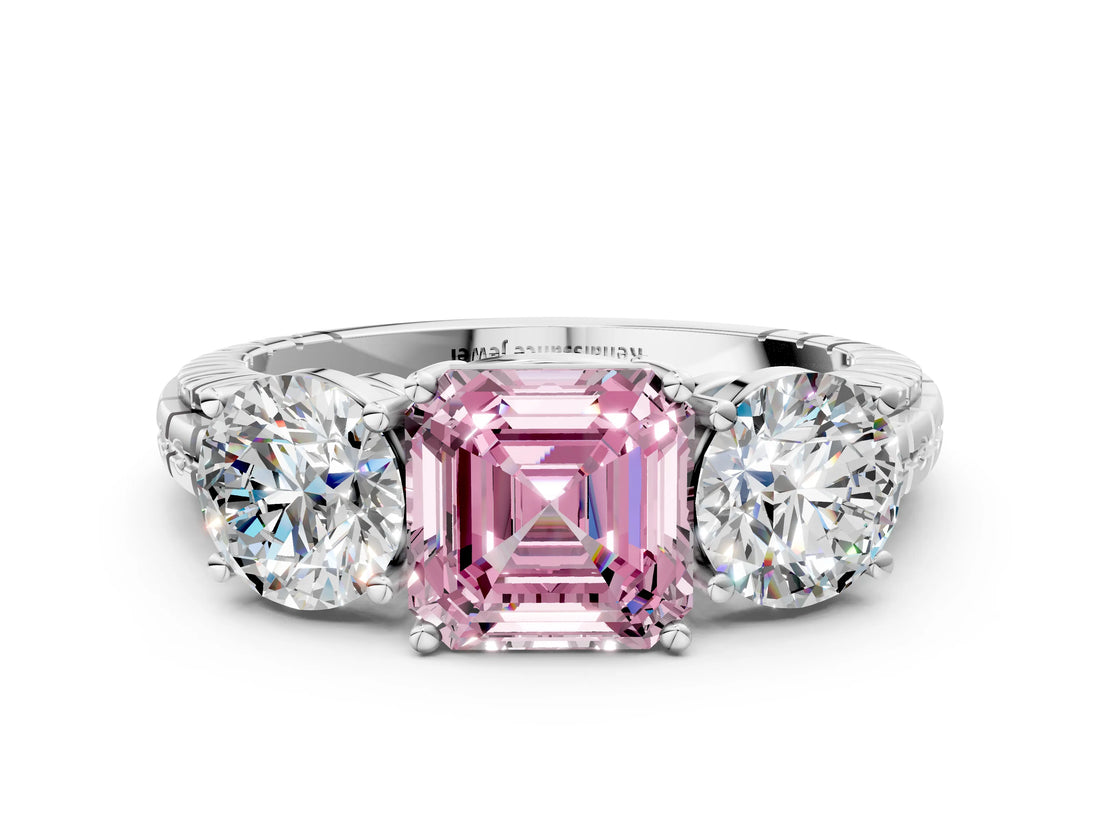 White gold Three-Stone Fancy Pink Asscher Cut Cut Diamond Ring with Channel-Set Band and Prong Setting_18