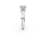 White gold Three-Stone Fancy Pink Asscher Cut Cut Diamond Ring with Prong Setting and Classic Band_2