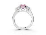 White gold Three-Stone Fancy Pink Asscher Cut Cut Diamond Ring with Prong Setting and Classic Band_3