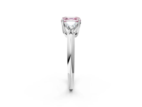 White gold Three-Stone Fancy Pink Asscher Cut Cut Diamond Ring with Trillion Side Stones and Four-Prong Setting_13