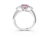 White gold Three-Stone Fancy Pink Asscher Cut Cut Diamond Ring with Trillion Side Stones and Four-Prong Setting_14
