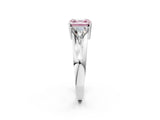 White gold Three-Stone Fancy Pink Asscher Cut Cut Diamond Ring with Trillion Side Stones on a Split Shank Band_14