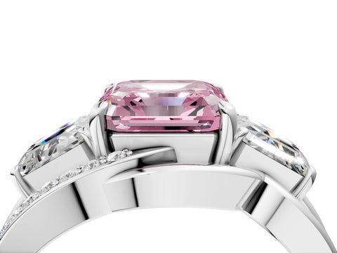 White gold Three-Stone Fancy Pink Asscher Cut Cut Diamond Split Shank Prong Set Ring_28
