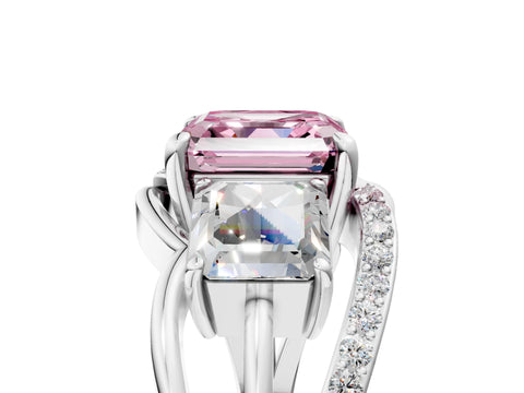 White gold Three-Stone Fancy Pink Asscher Cut Cut Diamond Split Shank Prong Set Ring_29
