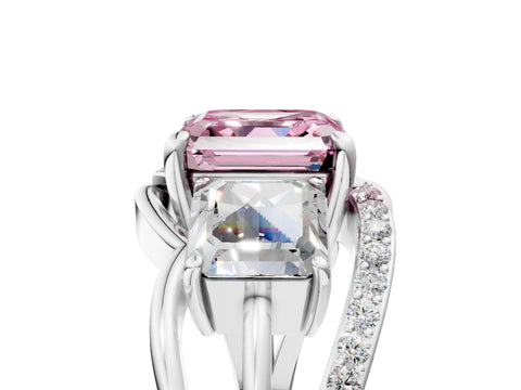 White gold Three-Stone Fancy Pink Asscher Cut Cut Diamond Split Shank Prong Set Ring_5