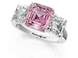 White gold Three-Stone Fancy Pink Asscher Cut Cut Solitaire Ring with Classic Prong Setting_13