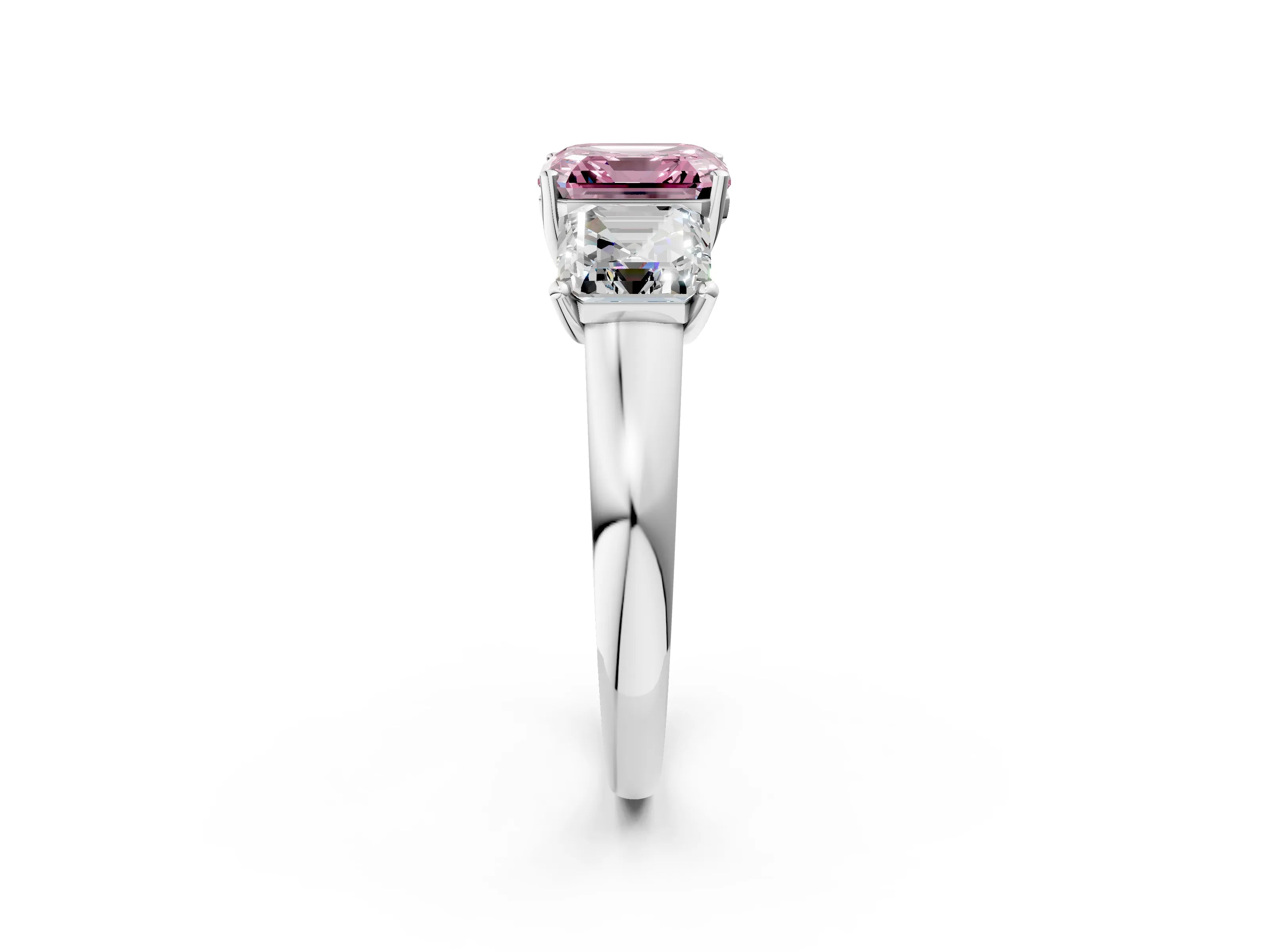 White gold Three-Stone Fancy Pink Asscher Cut Cut Solitaire Ring with Classic Prong Setting_14