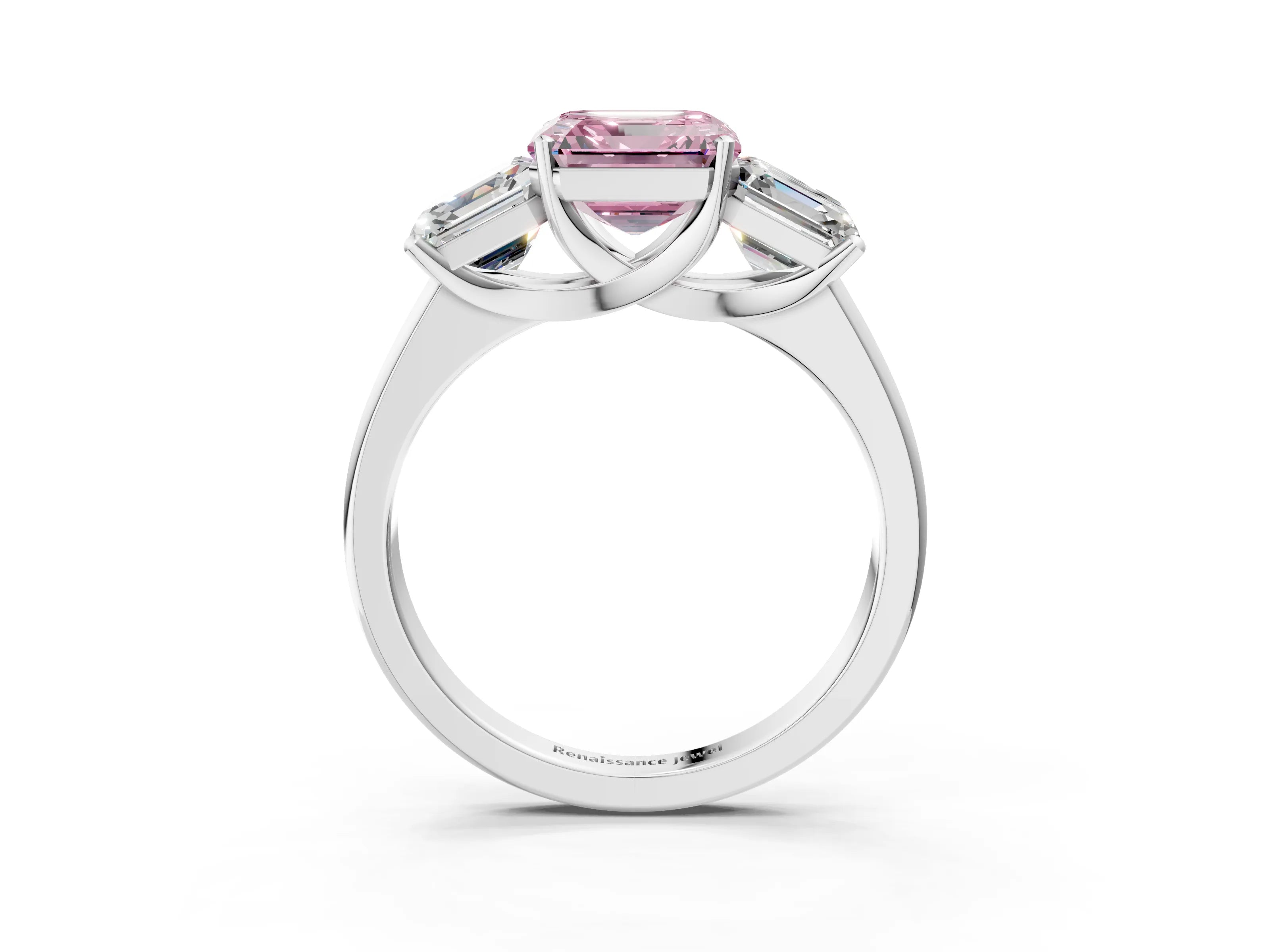White gold Three-Stone Fancy Pink Asscher Cut Cut Solitaire Ring with Classic Prong Setting_15
