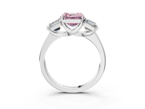 White gold Three-Stone Fancy Pink Asscher Cut Cut Solitaire Ring with Classic Prong Setting_15