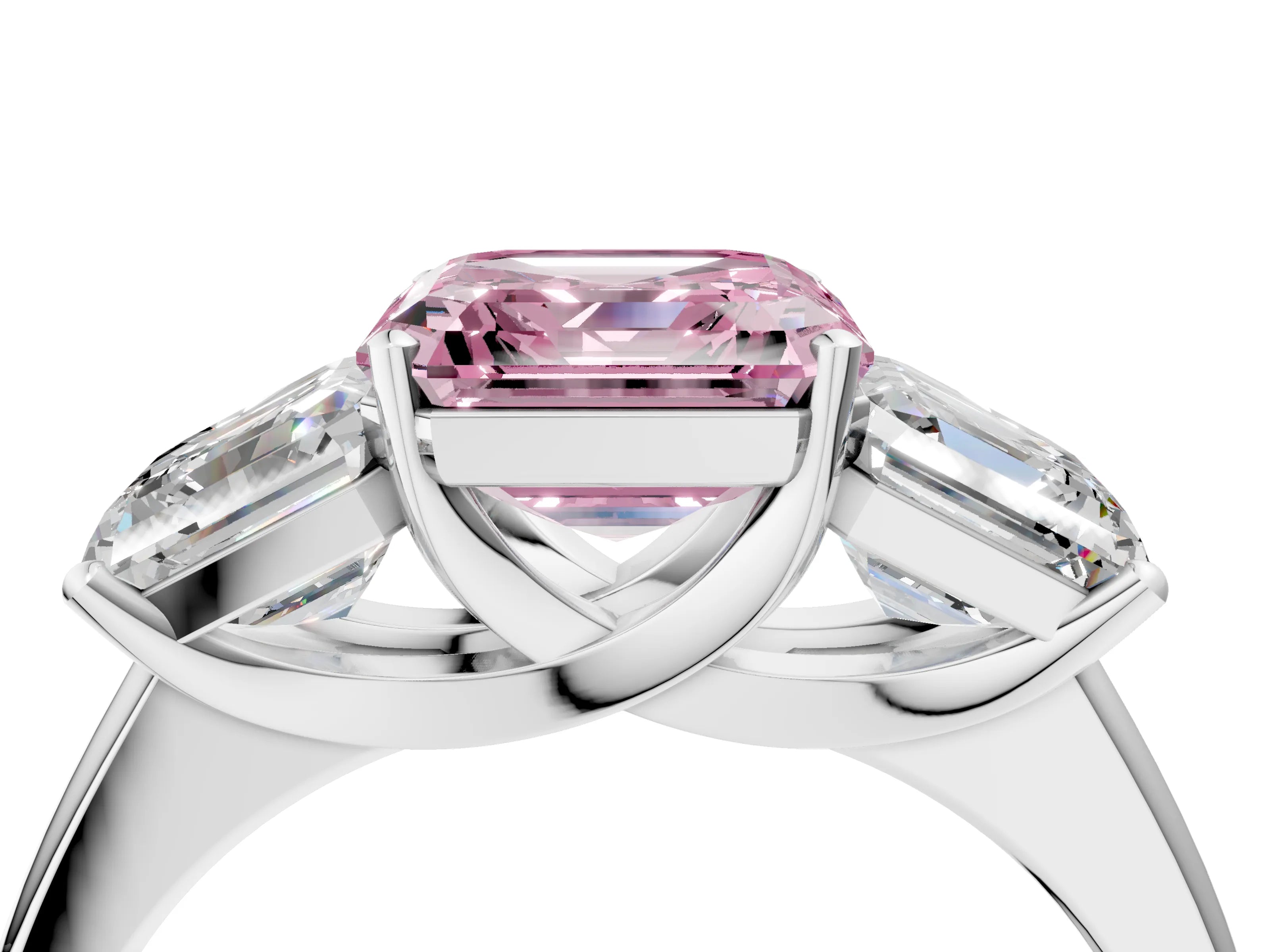 White gold Three-Stone Fancy Pink Asscher Cut Cut Solitaire Ring with Classic Prong Setting_16
