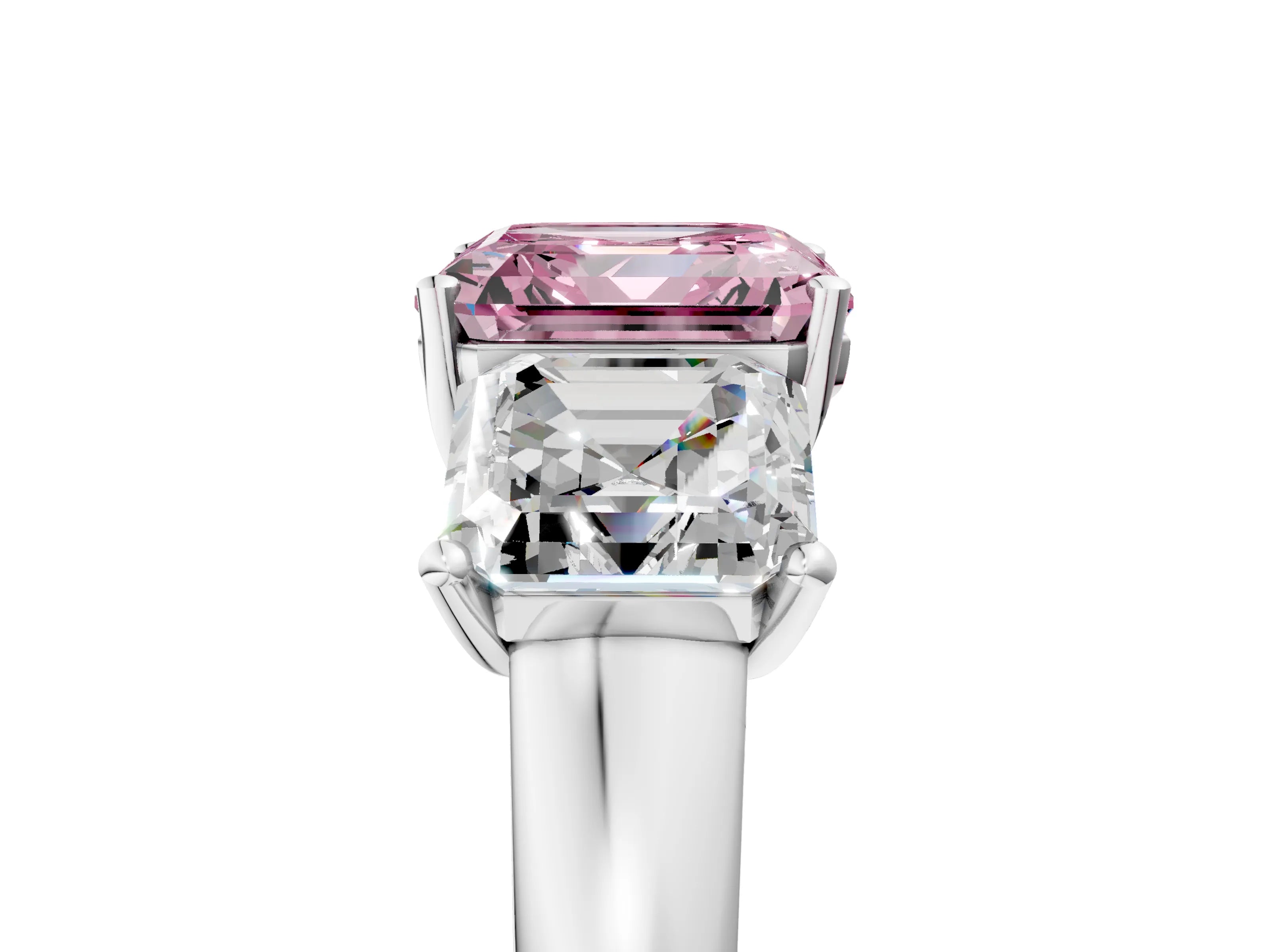 White gold Three-Stone Fancy Pink Asscher Cut Cut Solitaire Ring with Classic Prong Setting_17