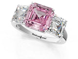 White gold Three-Stone Fancy Pink Asscher Cut Cut Solitaire Ring with Classic Prong Setting_1