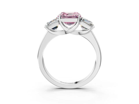 White gold Three-Stone Fancy Pink Asscher Cut Cut Solitaire Ring with Classic Prong Setting_3