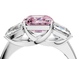 White gold Three-Stone Fancy Pink Asscher Cut Cut Solitaire Ring with Classic Prong Setting_4
