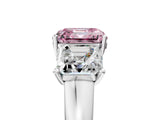 White gold Three-Stone Fancy Pink Asscher Cut Cut Solitaire Ring with Classic Prong Setting_5