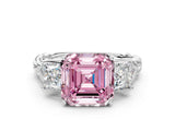 White gold Three-Stone Fancy Pink Asscher Cut Diamond Braided Band Ring with Four-Prong Setting_51