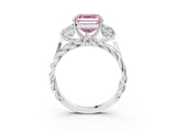 White gold Three-Stone Fancy Pink Asscher Cut Diamond Braided Band Ring with Four-Prong Setting_54