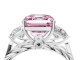 White gold Three-Stone Fancy Pink Asscher Cut Diamond Braided Band Ring with Four-Prong Setting_55