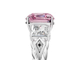 White gold Three-Stone Fancy Pink Asscher Cut Diamond Braided Band Ring with Four-Prong Setting_56