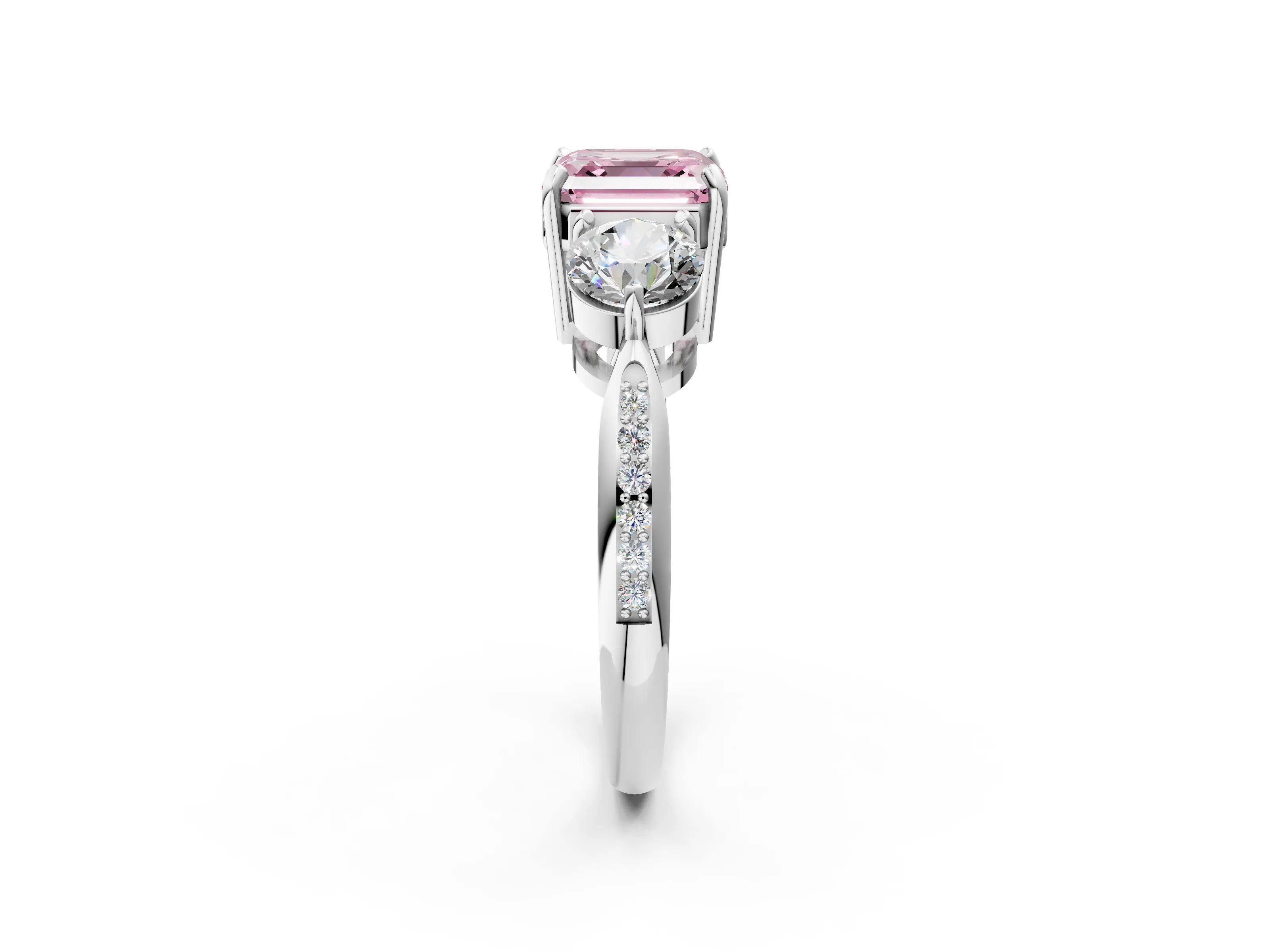 White gold Three-Stone Fancy Pink Asscher Cut Diamond Channel Set Engagement Ring with Prong Setting_14