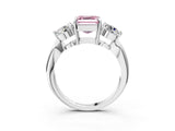 White gold Three-Stone Fancy Pink Asscher Cut Diamond Channel Set Engagement Ring with Prong Setting_15
