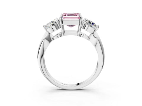 White gold Three-Stone Fancy Pink Asscher Cut Diamond Channel Set Engagement Ring with Prong Setting_15