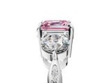 White gold Three-Stone Fancy Pink Asscher Cut Diamond Channel Set Engagement Ring with Prong Setting_17