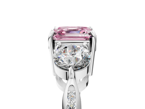 White gold Three-Stone Fancy Pink Asscher Cut Diamond Channel Set Engagement Ring with Prong Setting_17