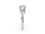 White gold Three-Stone Fancy Pink Asscher Cut Diamond Channel Set Engagement Ring with Prong Setting_2