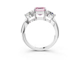 White gold Three-Stone Fancy Pink Asscher Cut Diamond Channel Set Engagement Ring with Prong Setting_3
