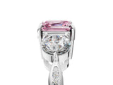 White gold Three-Stone Fancy Pink Asscher Cut Diamond Channel Set Engagement Ring with Prong Setting_5