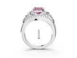 White gold Three-Stone Fancy Pink Asscher Cut Diamond Engagement Ring with Pave Band and Prong Setting_15