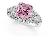 White gold Three-Stone Fancy Pink Asscher Cut Diamond Engagement Ring with Pave Band and Prong Setting_19
