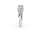 White gold Three-Stone Fancy Pink Asscher Cut Diamond Engagement Ring with Pave Band and Prong Setting_20