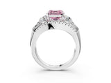White gold Three-Stone Fancy Pink Asscher Cut Diamond Engagement Ring with Pave Band and Prong Setting_21