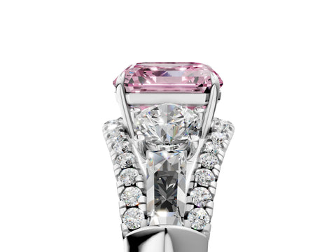 White gold Three-Stone Fancy Pink Asscher Cut Diamond Engagement Ring with Pave Band and Prong Setting_23