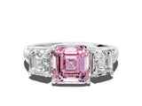 White gold Three-Stone Fancy Pink Asscher Cut Diamond Engagement Ring with Prong Setting_15