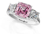 White gold Three-Stone Fancy Pink Asscher Cut Diamond Engagement Ring with Prong Setting_16