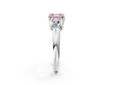 White gold Three-Stone Fancy Pink Asscher Cut Diamond Engagement Ring with Prong Setting_17
