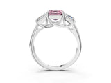 White gold Three-Stone Fancy Pink Asscher Cut Diamond Engagement Ring with Prong Setting_18