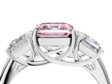 White gold Three-Stone Fancy Pink Asscher Cut Diamond Engagement Ring with Prong Setting_19