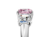 White gold Three-Stone Fancy Pink Asscher Cut Diamond Engagement Ring with Prong Setting_20